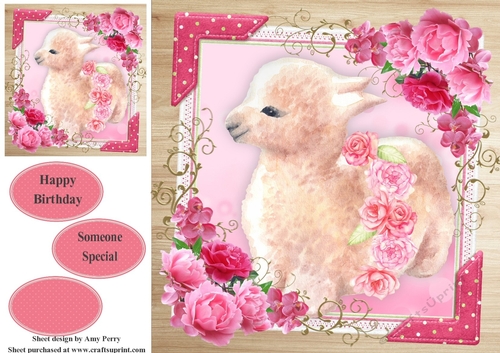 Beautiful Baby Alpaca With Flowers 8x8