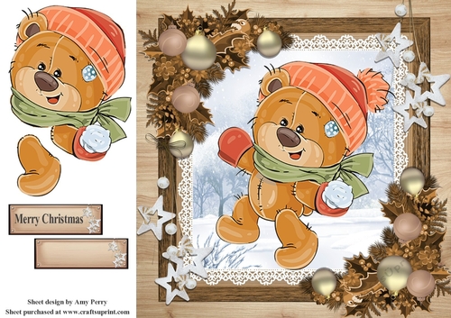 Gorgeous Teddy Bear In Wooden Frame 8x8