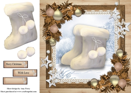 Gorgeous Winter Boots In Wooden Frame 8x8
