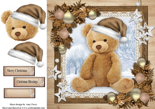 Gorgeous Teddy Bear  In Wooden Frame 8x8
