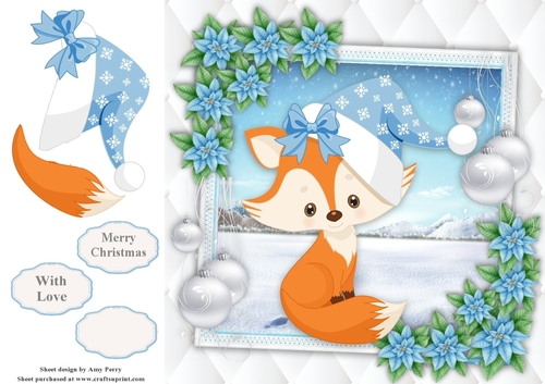Gorgeous Fox With Blue Hat 8x8