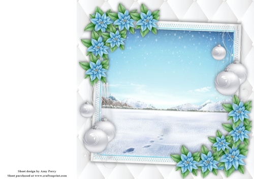 Beautiful Blue Floral Christmas Insert Blank 8x8