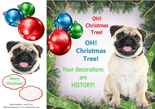 Oh Christmas Tree Humor Pug 8x8