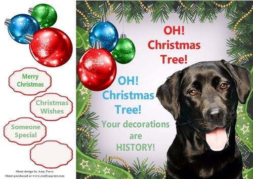 Oh Christmas Tree Humor Labrador 8x8