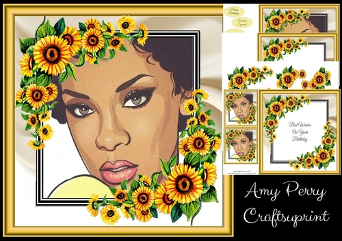 Beautiful Lady Close Up With Sunflowers 8x8 Mini Kit