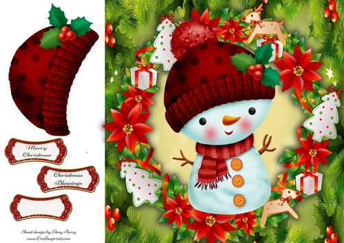 Gorgeous Snowman In Christmas Wreath 8x8