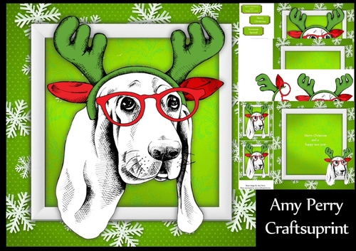 Gorgeous Floppy Ear Dog With Antlers & Glasses 8x8 Mini Kit