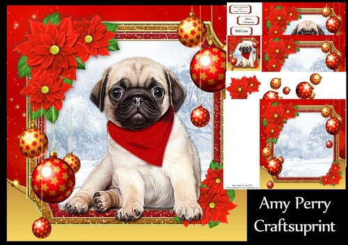 Gorgeous Pug With Winter Scarf 8x8 Mini Kit