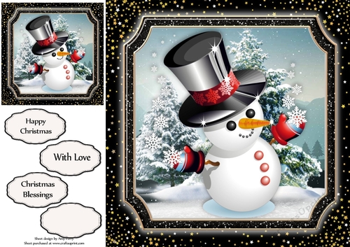 Cute Snowman In Top Hat 8x8