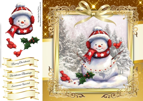 Gorgeous Painted Snowman With Birds  8x8