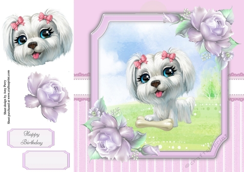Gorgeous White Dog With Bows 8x8