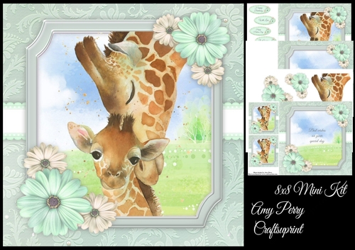 Beautiful Mum & Baby Giraffe 8x8 Mini Kit