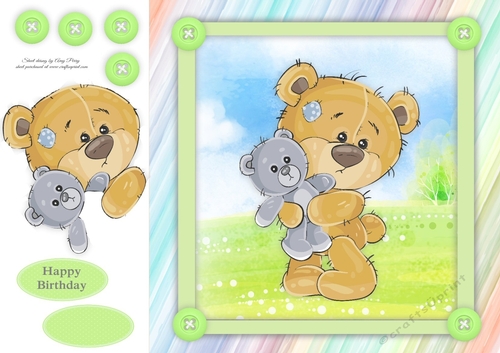 Gorgeous brown bear with his little grey bear 8x8 
