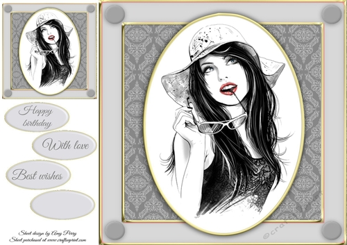 Beautiful Glamour Girl With Hat & Glasses 8x8