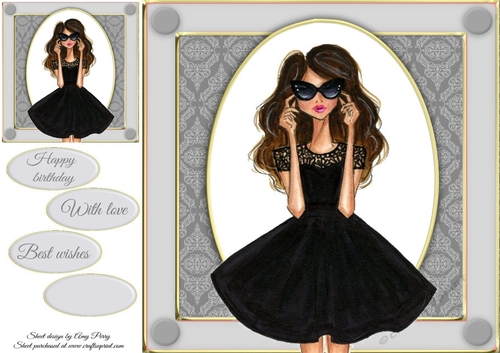 Beautiful Glamour Girl In Black Dress 8x8