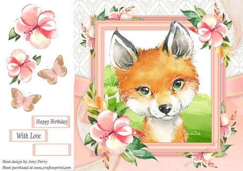 Beautiful Water Colour Fox 8x8 