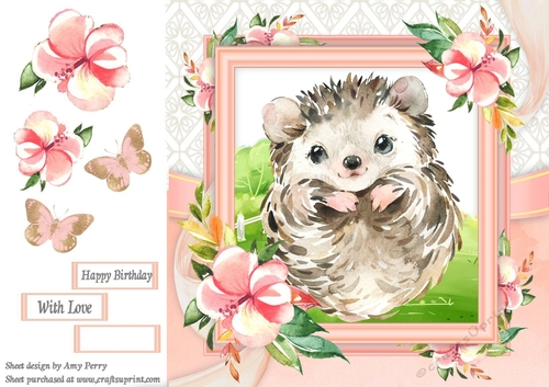 Beautiful Water Colour Hedgehog 8x8 