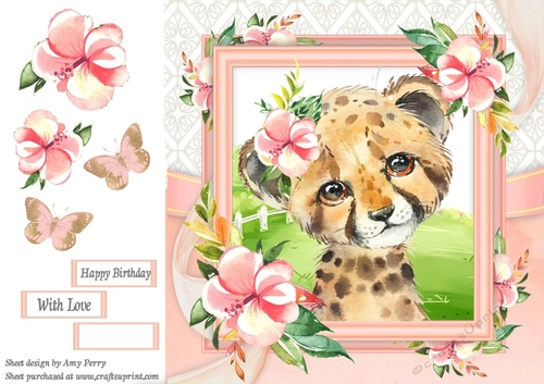 Beautiful Water Colour Cheetah 8x8 