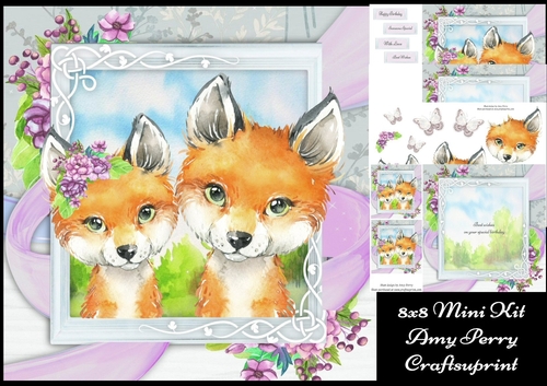 Beautiful Pair Of Foxes 8x8 Mini Kit