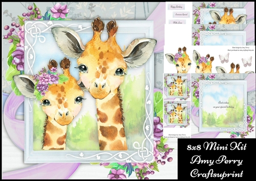 Beautiful Pair Of Giraffes 8x8 Mini Kit