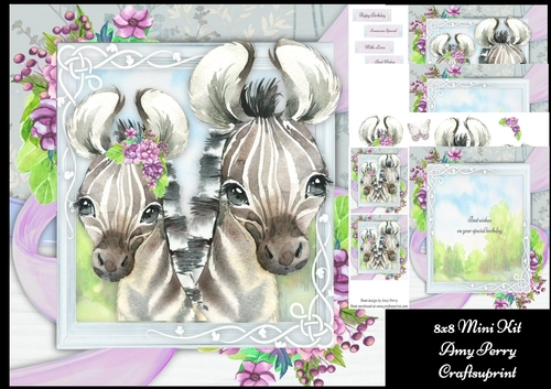 Beautiful Pair Of Zebras 8x8 Mini Kit