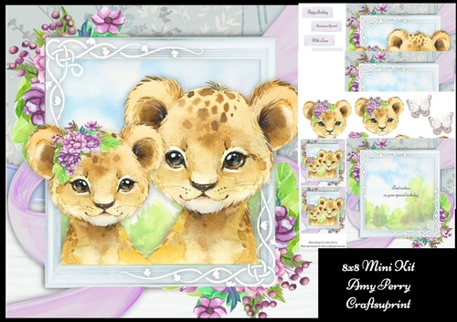 Beautiful Pair Of Lions 8x8 Mini Kit