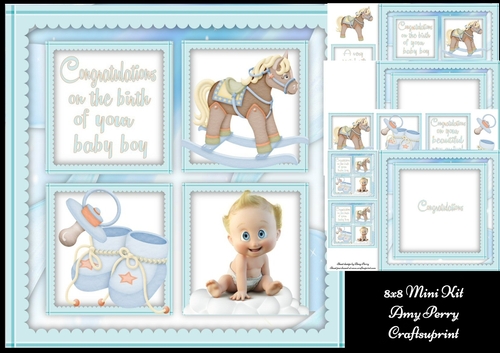 New baby boy squares 8x8 Mini Kit