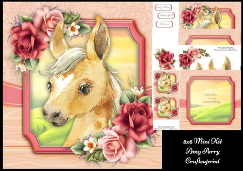 Adorable Brown & White Horse 8x8 Mini Kit