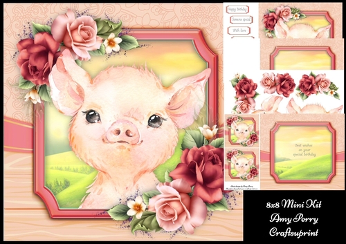 Adorable Pink Piglet 8x8 Mini Kit