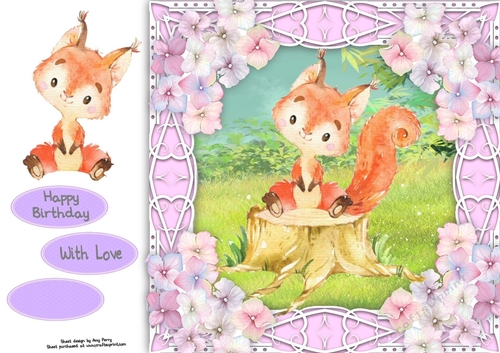 Gorgeous Fox with hydrangea flowers 8x8
