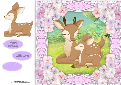 Gorgeous Deers with hydrangea flowers 8x8