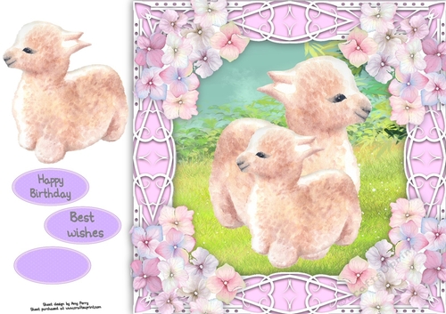 Gorgeous Llamas with hydrangea flowers 8x8