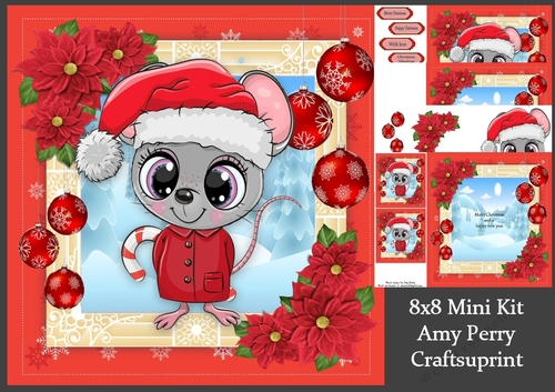 Gorgeous Christmas Mouse With Baubles 8x8 Mini Kit