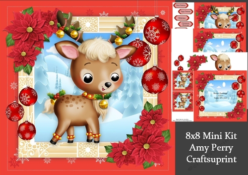 Gorgeous Reindeer With Baubles 8x8 Mini Kit