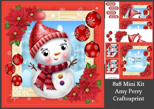 Gorgeous Snowman With Baubles 8x8 Mini Kit