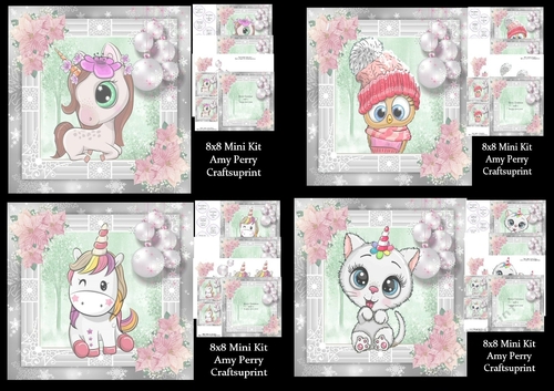 Beautiful Christmas Animal bumper kit 4 8x8 Mini Kits