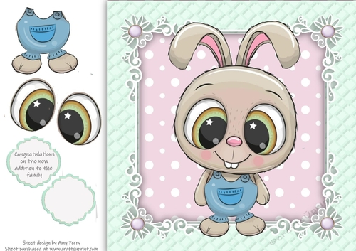Beautiful bunny in blue dungarees  8x8