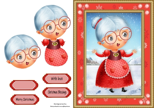 Gorgeous Mrs Claus In Red Snowflake Frame