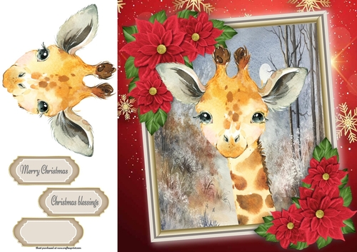 Beautiful Festive Giraffe 8x8