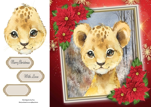 Beautiful Festive Lion Cub 8x8