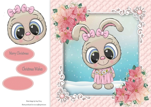 Gorgeous Bunny In Pink Christmas Frame 8x8