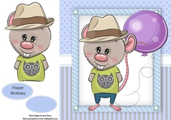 Gorgeous Mouse With a Balloon 8x8