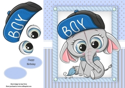 Gorgeous Elephant in a hat 8x8