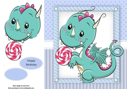 Gorgeous Dragon With Lollipop 8x8