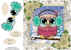 Adorable Owl With Ear Muffs 8x8