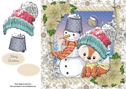 Adorable Fox With Snowman 8x8