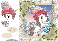 Adorable Unicorn In a Bobble Hat 8x8