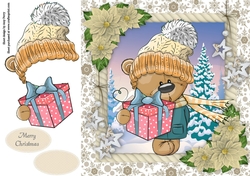 Adorable Bear With A Present 8x8