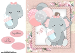 Baby Girl Elephant With Bottle 8x8