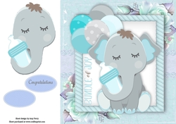 Gorgeous Elephant With Bottle Boy 8x8